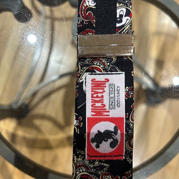 🎩 Rare Vintage Disney Mickey Mouse Paisley 100% Silk Suspenders 🎩 - Picture 15 of 16